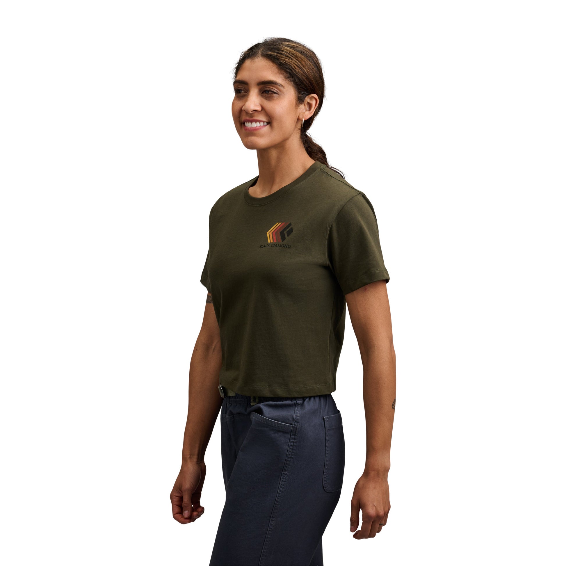 Women's Faded Crop Short Sleeve Tee | Black Diamond Essential